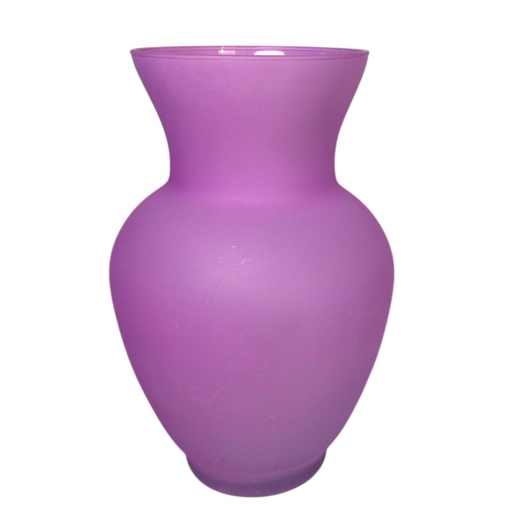 Purple Frosted Glass Vase | Hand Blown Style | Vintage Home Decor